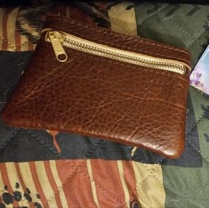 SOLD brown double zip coin purse